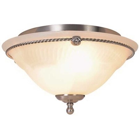 Monument 2-Light Brushed Nickel Ceiling Flushmount with Alabaster Swirl Glass 617026